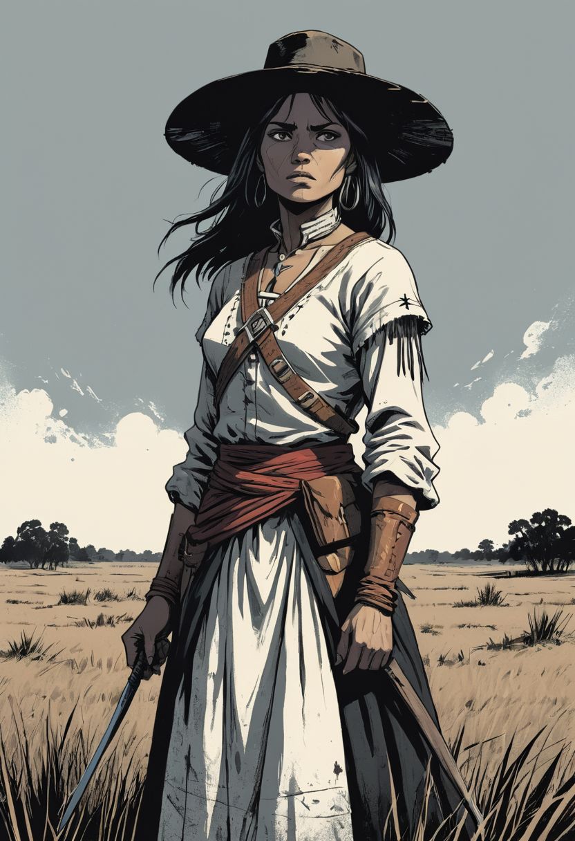 36271-4265094781-woman cheyenne, High contrast, minimalistic, colored black and grungy white, stark, dramatic, graphic novel illustration, cross.jpg